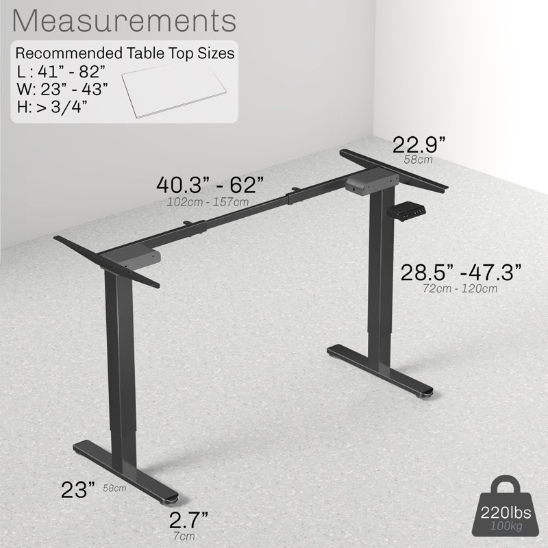 Black Adjustable Height Electric Dual Motor Desk Frame