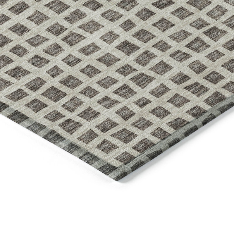 Machine Washable Indoor/Outdoor Chantille ACN727 GeometricRug, 5' x 7'6", Brown