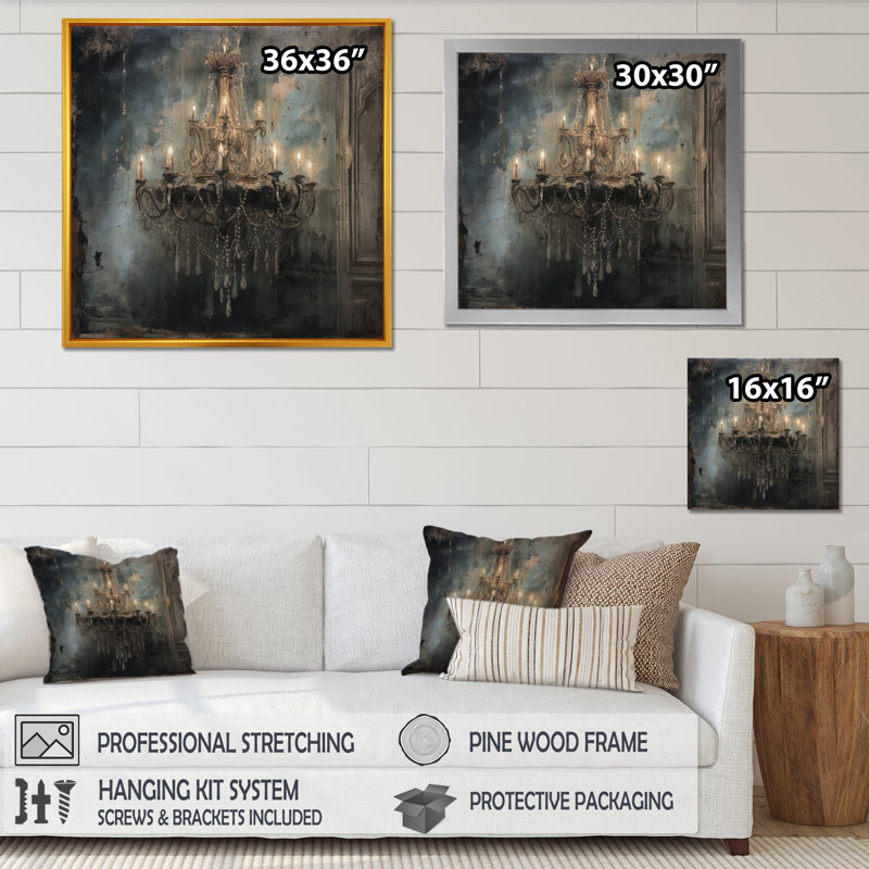 Lustre sur toile, impression de décoration intérieure de luxe - Marquaveon Grand Chandelier Showcase II, H 36 po x l 36 po