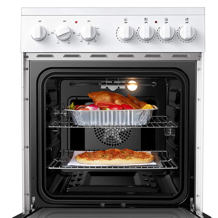 Lanbo 24 inch 2.9 Cu.Ft Freestanding Electric Range with Air Fry, Rotisserie and True Convection Oven, Stainless Steel