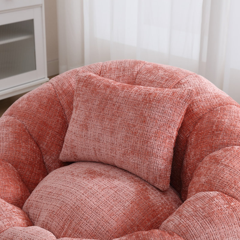 COOLMORE Modern Extra Large Round Bean Bag Chair With Footrest For Living Room, Chenille Fabric Lazy Sofa With Pillow For Adults, Teenagers,Child, Suitable For Bedroom, Dormitory, Study Room