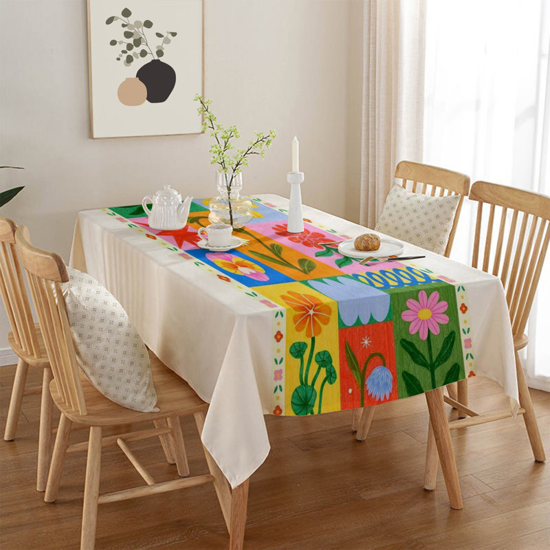 Durable Tablecloth, 50% Cotton / 50% Polyester, 55.1 x 118.1 inches | Machine Washable at 86°F, Tumble Dryer Safe, Ironable | Perfect for Dining Room, Parties & Everyday Use, Elegant Design & Easy Care