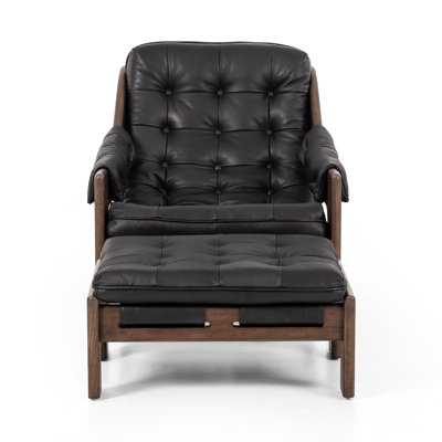 Tuckerman 30" W Leather Armchair with Ottoman