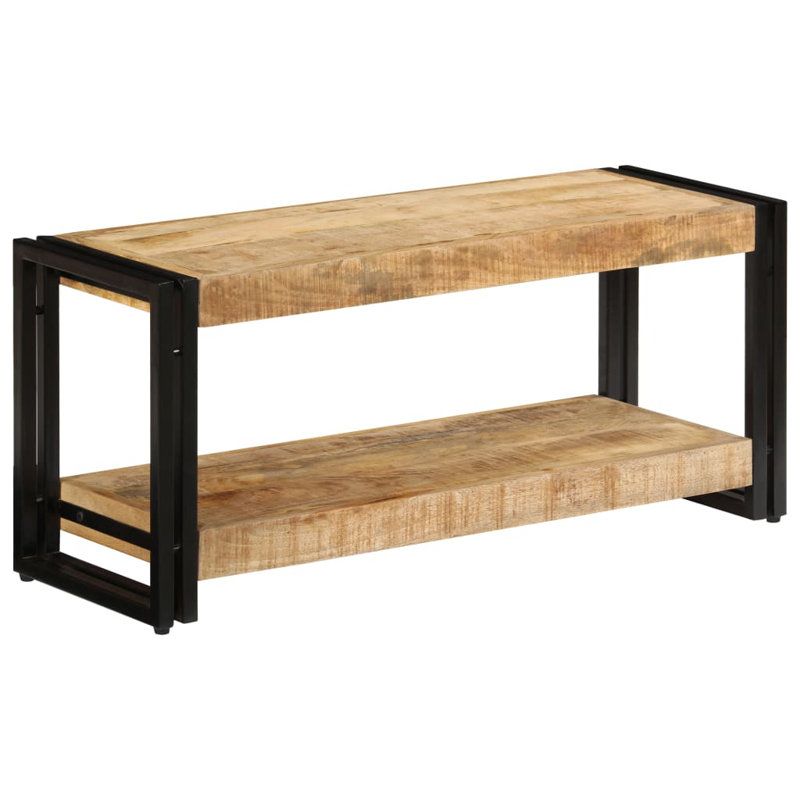 Meuble télé en bois massif Downham, solid mango wood, 35.4", Black