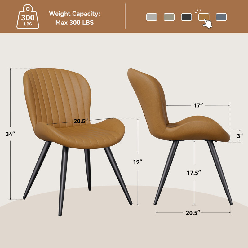 Upholstered Dining Chairs in Scandinavian Style, Brown Faux Leather, 2