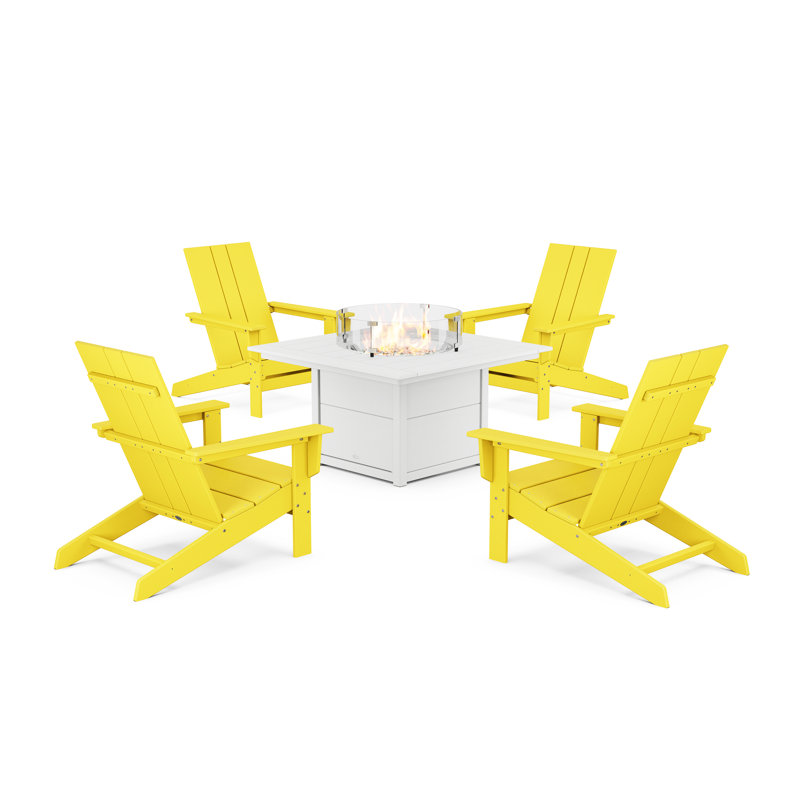 Ensemble de conversation 5 pièces POLYWOOD x, Citron / blanc