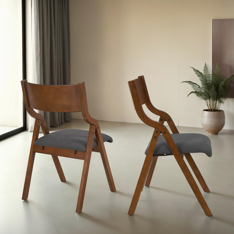 Set of 2 Upholstered Folding Dining Chairs - Space-Saving, Lightweight, Ergonomic Design for Dining Room, Office or Outdoor Use