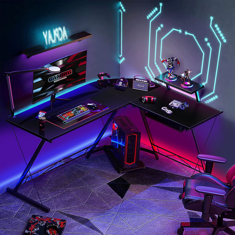 Yoan L-Shaped Metal Base Computer Desk