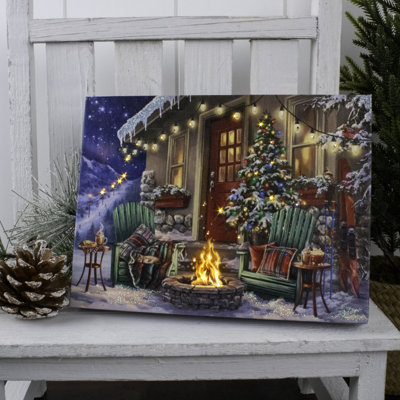 Ski Retreat 8X6 Lighted Tabletop Canvas