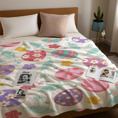 Jeté de Pâques en molleton floral pour canapé-lit, jolies couvertures de Pâques anti-boulochage et jets chauds, douillette et douce flanelle de 60 po x 80 po 