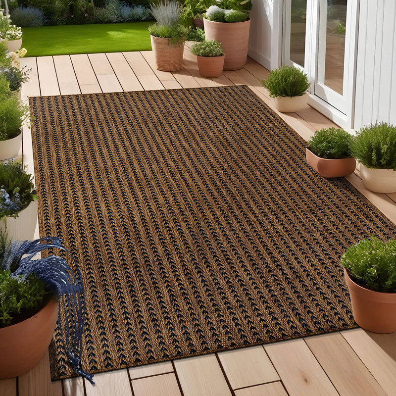 Tapis intérieur à chevrons, Gold, Rectangle 6' x 9'