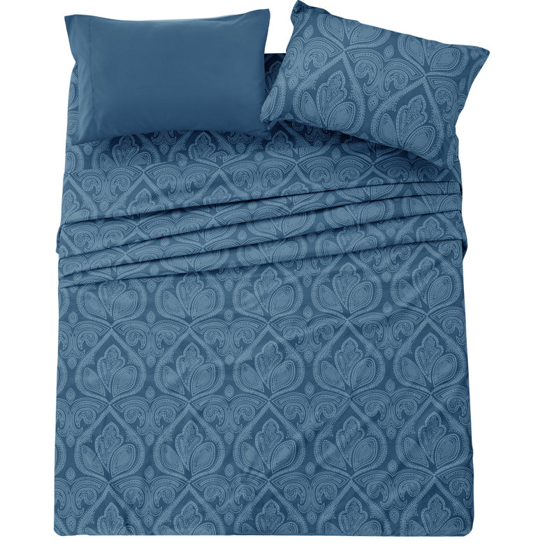 Ensemble de draps en microfibre Lux Hotel, Bleu marine, Ensemble de draps pour taille de lit simple TG ave