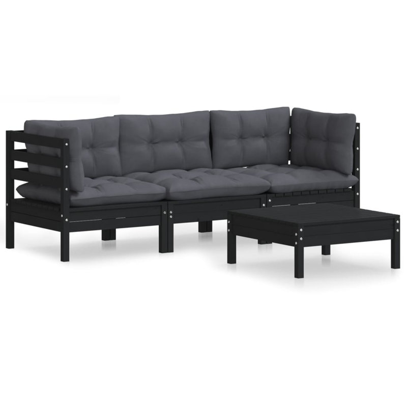 Bellicent Solid Wood 3 - Person Seating Group with Cushions