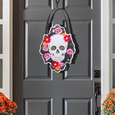 Happy Skull Floral Door decor