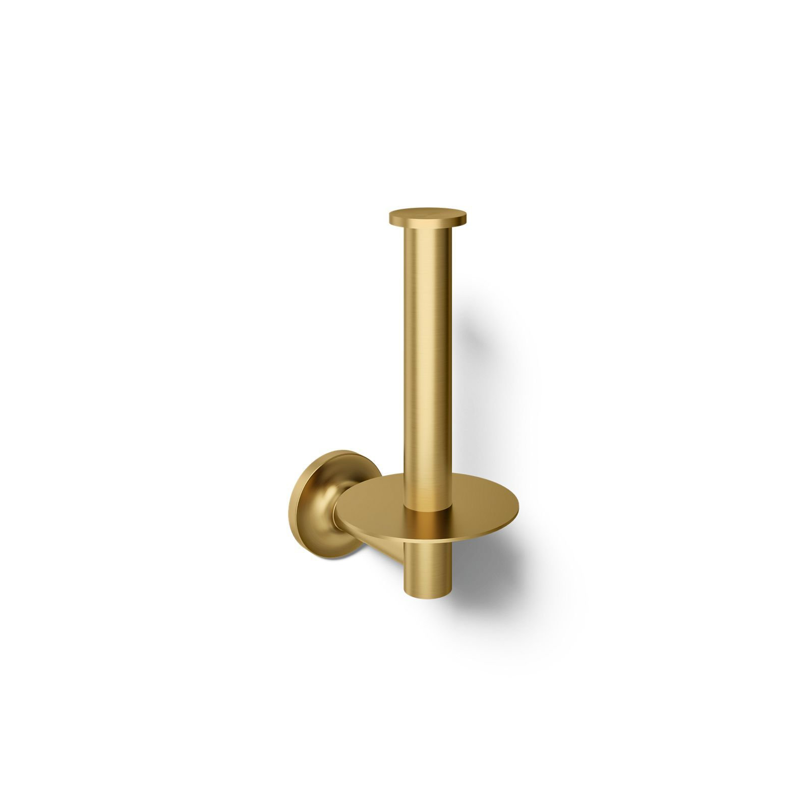 Purist Vertical Toilet Paper Holder, Wall-Mount Bathroom Toilet Paper Holder, Vibrant Brushed Moderne Brass