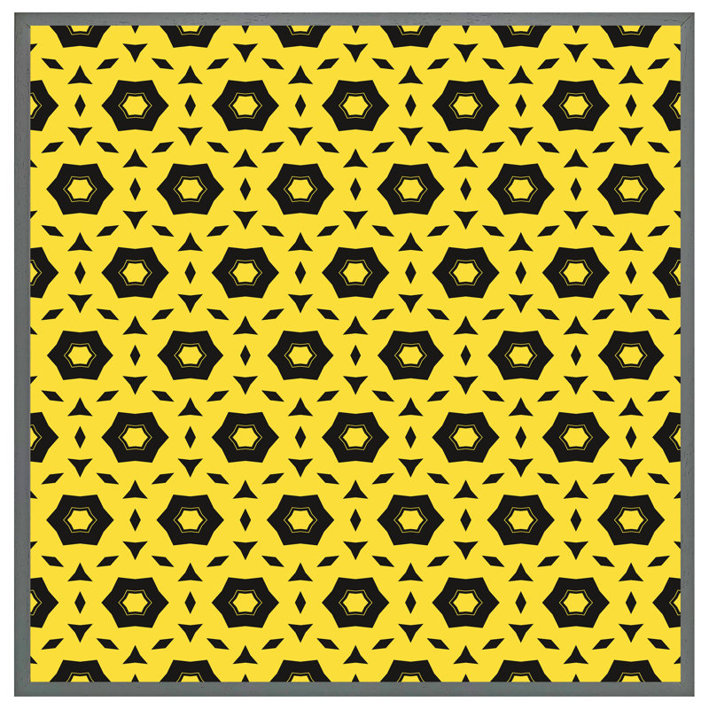 Brickendon Yellow & Black Geometric Pattern 1 Piece Single Picture Frame Wall Art, 31cm H x 31cm W x 4cm D, Grey Framed