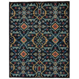 Hindsboro Floral Hand Knotted Wool Blue Area Rug