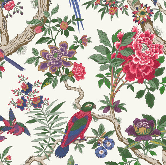 Fontainebleau Floral Wallpaper Roll, Fuschia