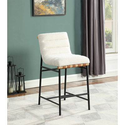 Chaise à hauteur de comptoir Lahni Boucle