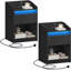 Bedside Table Set of 2 with LED Light, Bedside Cabinet with Charging Station, 1 Storage Drawer Nightstand for Bedroom, Living Room, 2 USB Port, 2 Outlets, Open Compartment-1881702698