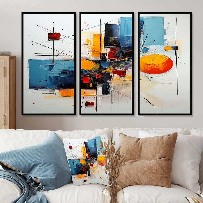 «Deconstrstruction Orange Sunset», ensemble de décorations murales abstraites, H 28 po x l 36 po x P 1 po