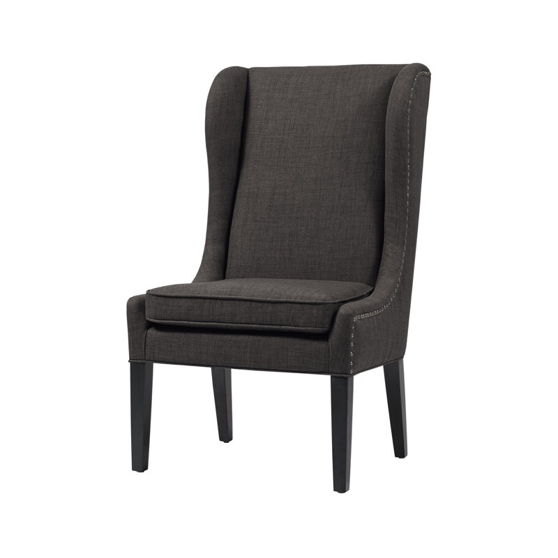 Garbo Nailhead Captains Dining Chair, Dark Blue Polyester