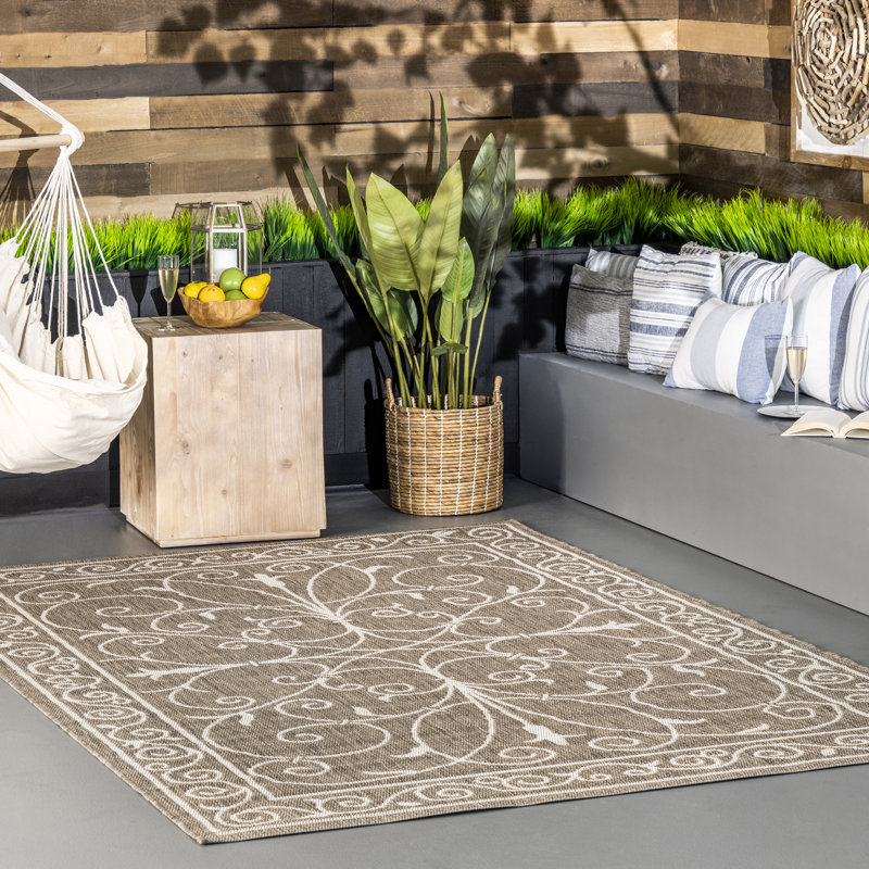 Tapis intérieur / extérieur beige Ulrich, Rectangle 8 pi 6 po x 13 pi