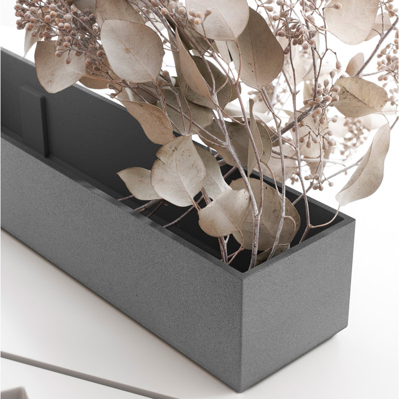 Boîte à fleurs en plastique Geo Series, H 3 po x l 32 po x P 3,5 po, Ensemble de 2, gris
