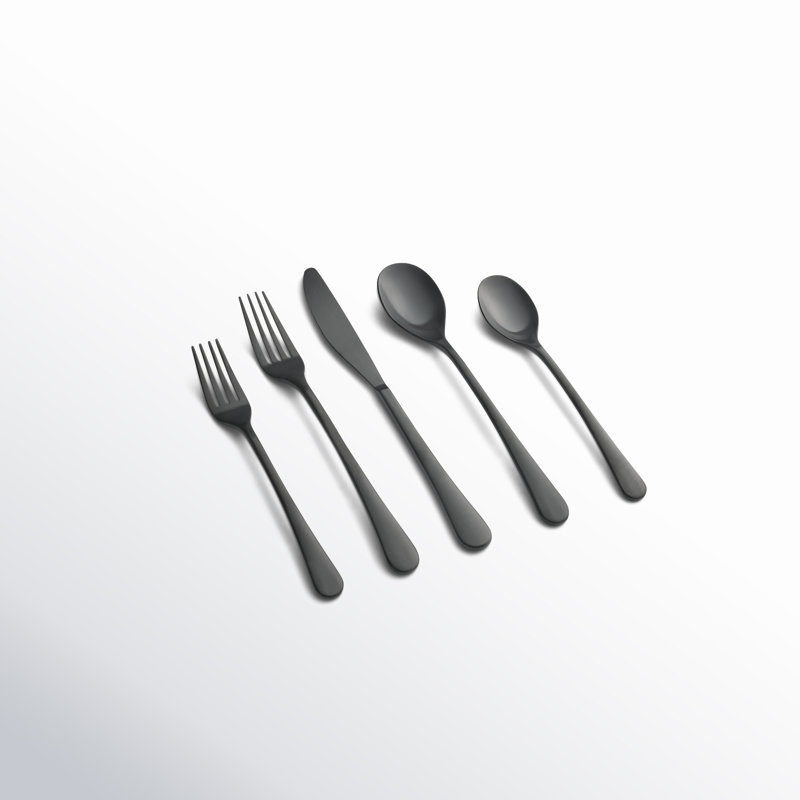 Vicki Stainless Steel Flatware - Set of 20, Black Satin