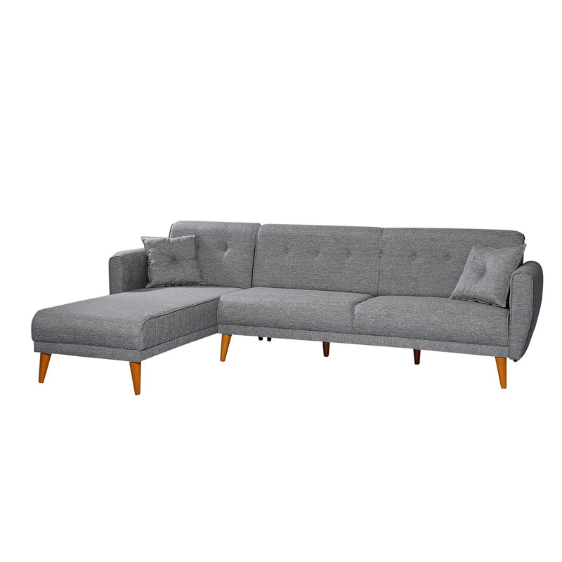 Canapé-lit et chaise longue en lin 109,06 po, Lin gris foncé, Face à la gauche