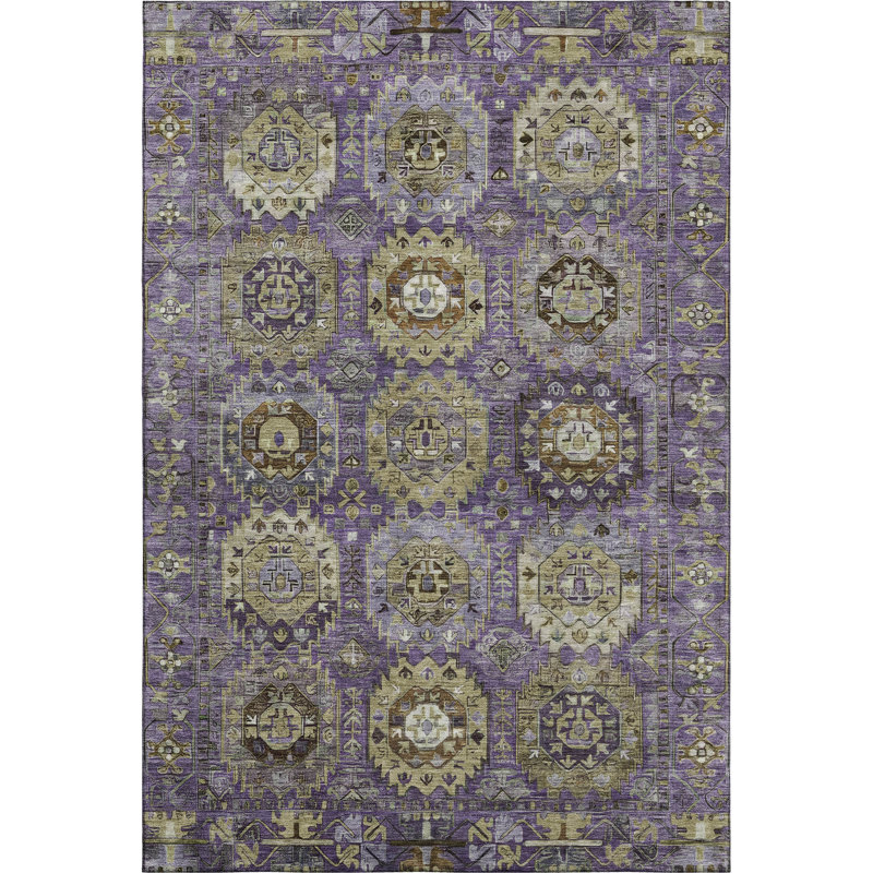 Premium Machine Washable Mayfield Medallions Rug, Mocha, 9' x 12'