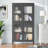Classic Metal Storage Cabinet Display Cabinet With 4 Glass Doors 4 Shelves Cabinet  Bookcase Side Cabinet For Home Office Living Room Kitchen Hallway - Black