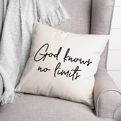 Black And White Typography Collection God Knows No Limit Throw Pillow