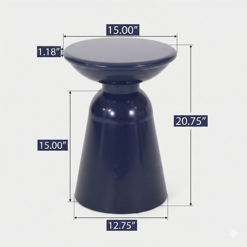 Grande table de bout d'extérieur en métal.