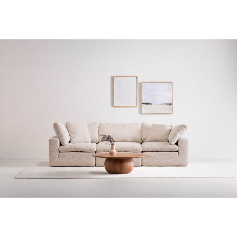 Natural Solid Wood Round Coffee Table with Semi-Gloss Finish