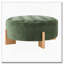 Repose-pieds rond capitonné 32 po avec pieds en bois massif, table basse moderne avec boutons touffetés-671512524