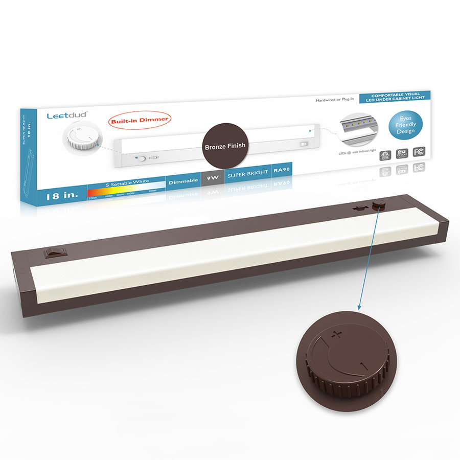 Under Cabinet Lighting Built-in Dimmer Plug in or Hardwired,Dimmable 5 Color 2700/3000K3500K4000/5000K, Linkable, ETL Listed Under Counter Lights for Kitchen