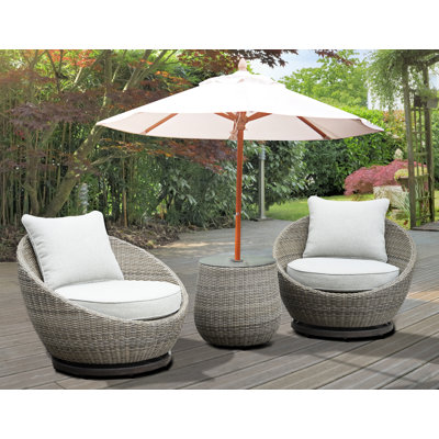 Premium All-Weather Wicker 2 - Person Patio Conversation Sets with Cushions
