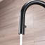 Robinet de cuisine à poignée simple avec douchette extractible et distributeur de savon noir mat
