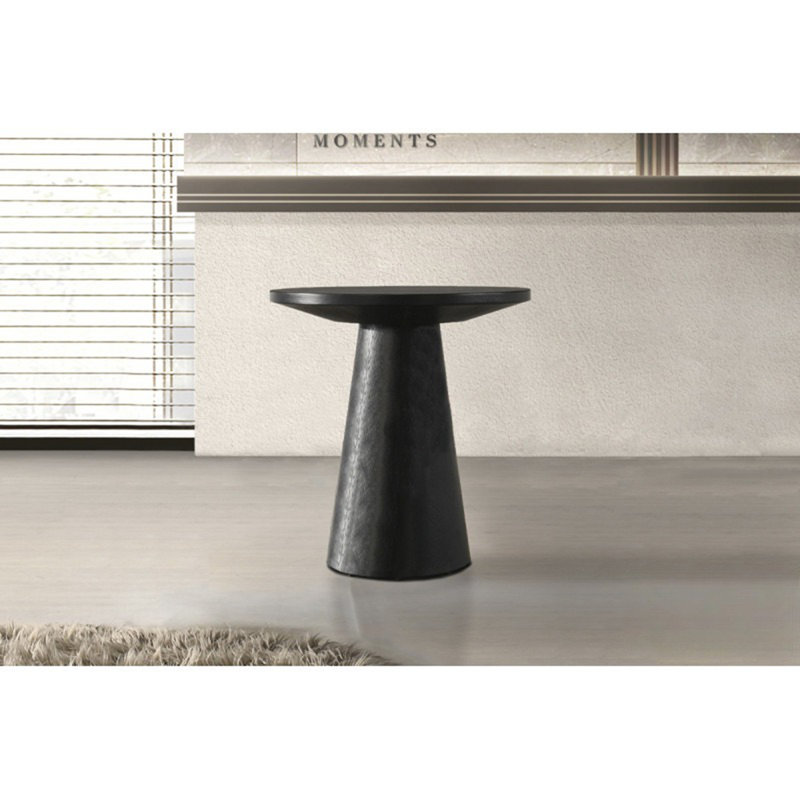 Table basse 20 po. Console de salon moderne avec base piédestal, Noir