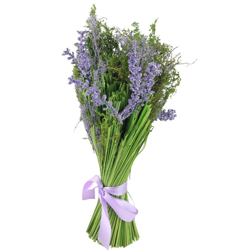 Ensemble de fleurs de mauve 14 po mauve et vert avec bouquet de fleurs assorties