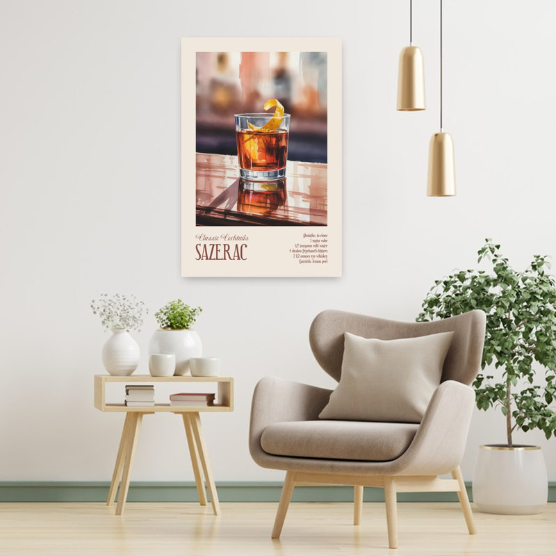 Art mural rétro classique classique Sazerac, H 36 po x l 24 po