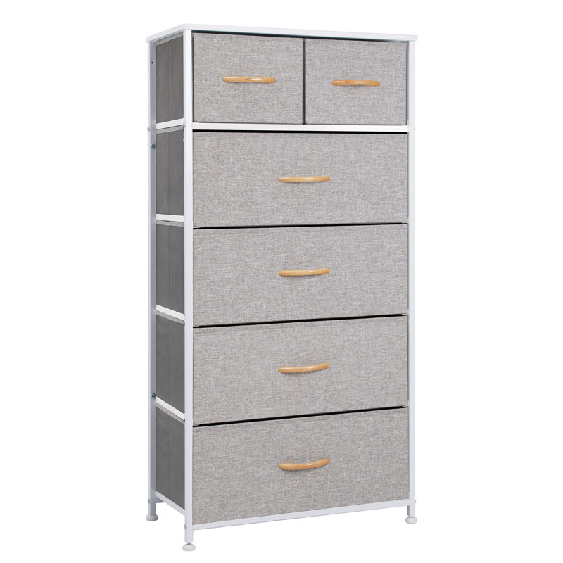 Commode 6 tiroirs Yarilis, Gris / noir