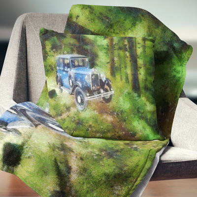 Coussin de peinture à l’huile de voiture rétro