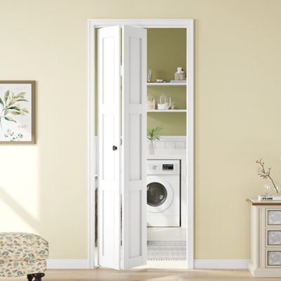 32" x 80" White 3 Panel Manufactured Wood Single Bi-Fold Door With Installation Hardware Kit