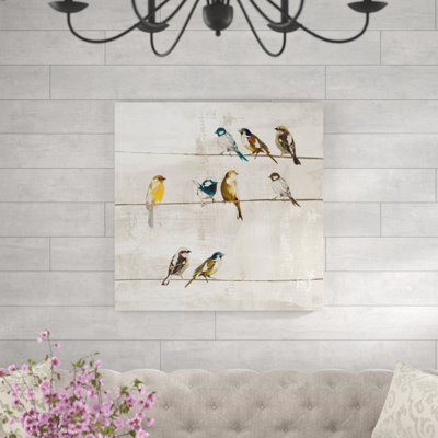 «Distress Birds On Wire Abstract», impression sur toile