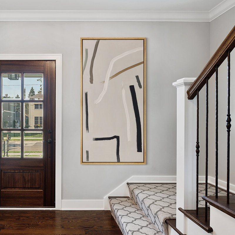 «Minimalist Neutral Line Composition Modern Abstract Decor - Large encadrée, reproduction d'art sur toile encadrée, Naturel