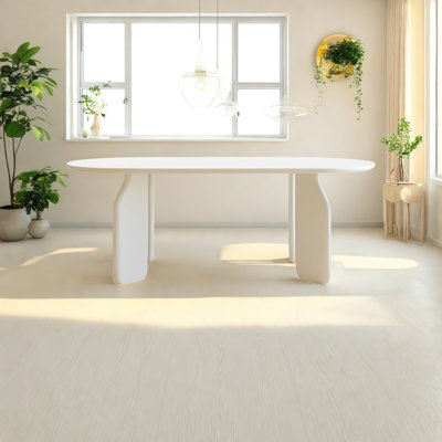 Table de salle à manger ovale en bois massif fritté