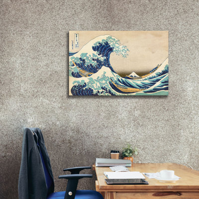 Vault W Artwork 'The Great Wave Off Kanagawa' By Katsushika Hokusai, Canvas Wall Art, 60"X40"