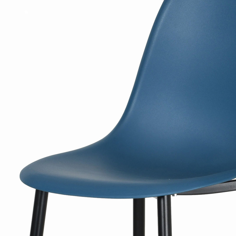 Aspen Gloss White Sintered Stone Round Table with 4 Plastic Curve Chairs - Modern Dining Set, Blue